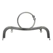 Metal Purse Frame, 9" Arch Kiss Lock Clasp Frame Embossed(Grey)