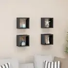 Wall Cube Shelves 4 pcs High Gloss Grey Storage Display Modern Home Decor 07077