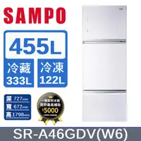 在飛比找PChome24h購物優惠-SAMPO 聲寶455公升一級能效AIE全平面玻璃變頻三門冰