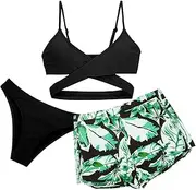 [FEOYA] Bikini Girls Swimwear Kids Cute Swimsuit UV Protection Three Piece Bikini Set Summer Beach Swimsuit Swimsuit Set