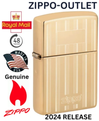 Genuine Brand New 2024 ZIPPO Lighter QUALITY & ELEGANT GOLD SUBTLE Pinstripes