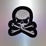 Skull Patch — Iron On Badge Embroidered Motif — Biker Punk Crossbones
