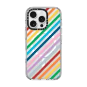 iPhone 16 Pro Clear Case MagSafe Compatible Rainbow Stripes 45