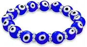 [Bling Jewelry] ColorfulTranslucent Turkish Glass Bead Good Luck Protection Evil Eye Stretch Bracelet for Women Teen Rondelle Crystal Spacer Stackable Protection More Colors