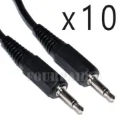 10 Pack Lot - 25ft 3.5mm Male M/M Mono Audio Cable Cord 1/8" TS Plug Microphone