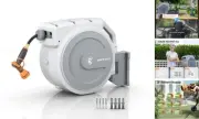 Retractable Garden Hose Reel, 5/8 in x 90 ft Heavy Duty Hose Reel With 9
