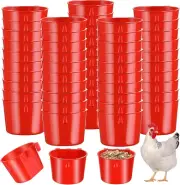 Sumind 60 Pieces Cage Cups Birds Hanging Feeders Seed Bowl 8 Oz Plastic Chicken