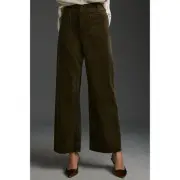 Anthropologie Maeve Colette Cropped Wide-Leg Corduroy Pants Womens 27 Moss NWT