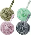 Loofah Sponge Set of 4 - 60G/Pc, Exfoliating Body Scrubber, White Grey Pink Army