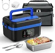 Cordless Electric Lunch Box for Adults - Men & Women 1L Self-Heating Food Warmer with Smart Reservation&Keep Warm, 16000mAh Rechargeable Battery, Adjustable Heated Lunch Box for Work/Travel/Car/Office