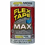 FLEX TAPE TFSMAXCLR08 Waterproof Tape, 25 ft L, 8 in W, Rubber Backing, Clear