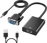 NEUTYPECHIC VGA to HDMI Adapter, VGA Female to HDMI Male with Audio, Adapter VGA HDMI 1080p, VGA Female for Computer Host, Laptop, All in One, HDMI Male for Monitor, TV, Projector, 25 cm
