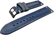 [EXEGPLPVK] Handmade Retro Leather Watch Band Strap 18mm 20mm 22mm 24mm Man Women Wrist Watchbands Belt Silver Polished Buckle
