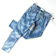 NWT Current/Elliott The Stiletto in Wily Leaf Print Raw Hem Crop Skinny Jeans 24