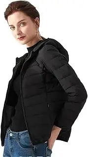 [Generic] Women Coat Duck Down Short Hooded Puffer Jacket Seamless Lightweight Parka