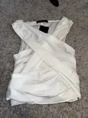 NWT Zara Basic Collection Cross Front Cropped Back Tie Top Blouse Sz M SOLDOUT