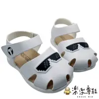 在飛比找博客來優惠-台灣製眼鏡造型學步涼鞋-白色 (K061-1) 男童鞋 台灣