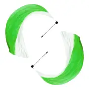 1 Pair Dance Silk Veil Poi with Throw Ball 79" x 32", Green White Gradient