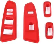 Toggle Switch ABS Car Door Glass Lift Button Frame Decorative Sticker Car Interior Accessories for Tacoma 2011-2015 (Color : Red)
