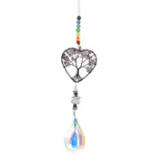 Crystal Suncatchers Hanging Tree of Life with Prisms Drop Pendant Purple