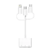 3 in 1 USB 2.0 + SD / TF / OTG to USB-C / Type-C + Micro USB + 8 Pin Card Reader