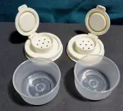 Tupperware S&P Set Liquid Tight Seals Mini Salt & Pepper Shakers Clear White New