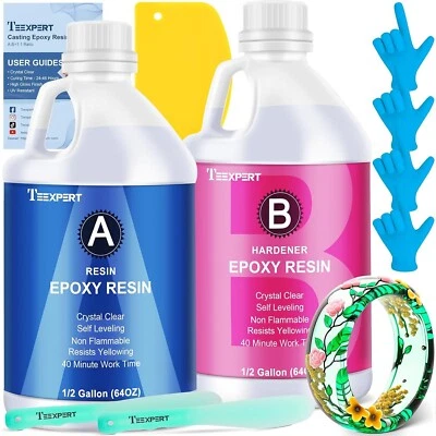Epoxy Resin Crystal Clear Kit 1 Gallon /128oz Casting Resin for Jewellery DIY