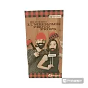 New 10pc Photo Booth Props Set Lumberjack Red Black Christmas Party Supplies