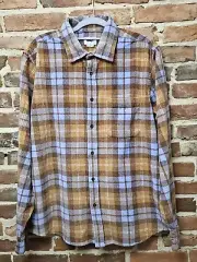 Obey Flannel Shirt Andrew Mens Orange Medium Plaid Cord Shacket Button Up Mens M