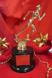 TRACK RUNNING Metal Figure Trophy Award, w/Brass Plate-M, Black Base FastShip #2
