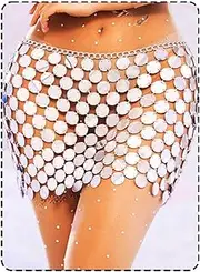 [COSYDAYS] Silver Dot Sequin Mini Skirt Sparkly Chainmail Skirts Sequin Skirt for Women