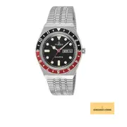 Timex Q Black x Red TW2TU61300 Silver Band