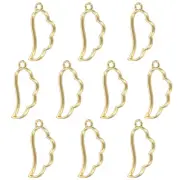 20Pcs Wing Shaped Alloy Open Back Bezel Pendants Resin Frame, Gold Tone