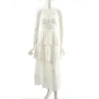 在飛比找momo購物網優惠-【SELF-PORTRAIT】小花細帶蕾絲層次長洋裝(白色)