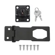 Keyed Hasp Lock with Keys & Screws 3 Inch for Cabinet (Black)
