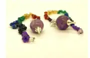 Pendulum Amethyst Sphere Chakra Crystal Chip Chain Scrying Spiritual Wisdom