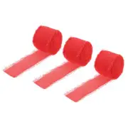 Chiffon Ribbon 1.5" x 8 Yard, Ribbon Red Chiffon for Wedding 3pcs