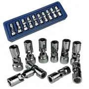 3/8" Drive Universal Joint Socket Set, 10-Piece 12 Point Swivel Socket Set, C...