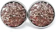 [juanlowe] Looks like Druzy Glitter Stainless Steel Silver Colour Stud Earrings