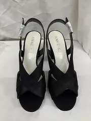 New in Box Anne Klein Heels Women’s 10.5 Pauline Black Brushed Satin Platform