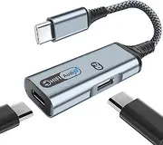 USB C Splitter, BOIOT 2in1 Dual USB C Headphone and Charger Adapter with PD 60W Fast Charging, Hi-res DAC Compatible with Samsung Galaxy S22 S21 Plus Ultra Note 20/10, Pixel 6/5/XL