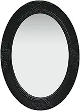 50x70 cm Black Baroque Style Oval Wall Mirror with Antique-Look Wooden Frame and Bevelled Edge for Living Room and Bathroom Decor