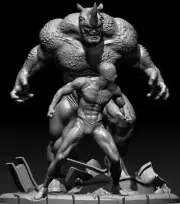 Spider-man vs Rhino Resin Sculpture Statue Model Kit Unpainted/Unassembl