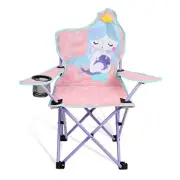 Kids Outdoor Folding Lawn and Camping Chair with Cup Holder and Carrying BagC...