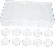 DOITOOL 1 Set Transparent Coin Holder Protective Coin Box and Empty Storage for Collectors and Organization