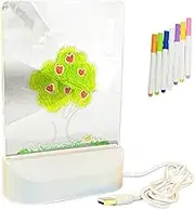 Acrylic Dry Erase Board with Light,5 X6.7 Inches Illuminated Acrylic Notepad - Neon Effect Sign Board with 7 Pens for Christmas, Valentine's