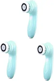 minkissy 3pcs Face Scrubber Skin Care Brush Electric Face Brush Electric Exfoliator Facial Cleansing Brush Blue