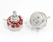 Aexit WTH118 (Potentiometer) 1K ohm 2W 6mm Round Shaft Single Turn 4 Pins Terminal Carbon Composition Rotary Potentiometer (85ry583qf286) 2 Pcs