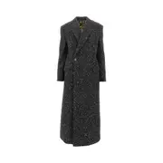 [DOLCE & GABBANA] DOLCE & GABBANA Mouliné wool and silk blend long coat Woman 42 42 Black