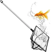 Aquarium Fish Net，Fine Mesh Fish Tank with Extendable 9-24 inch Long Handle
